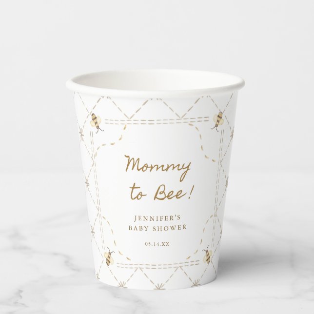 Vasos De Papel Mamá Para Abejar A La Miel Baby Shower (Anverso)