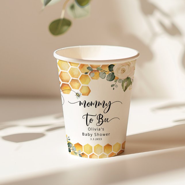 Vasos De Papel Mamá para abestar burbuja abeja ducha de bebé (Subido por el creador)