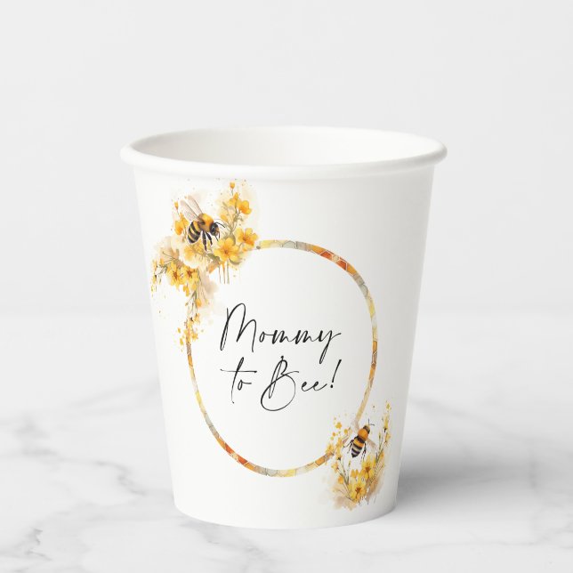 Vasos De Papel Mamá para comprar el Baby Shower de la flor salvaj (Anverso)