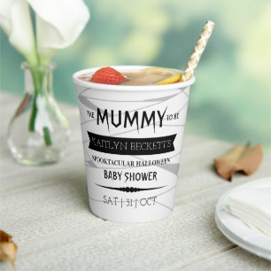 Vasos De Papel Mamá para ser Baby Shower de Halloween