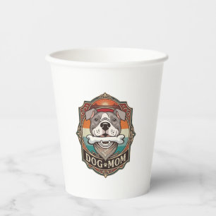 Vasos De Papel Mamá Perro Hueso Bandana Marco Vintage_1