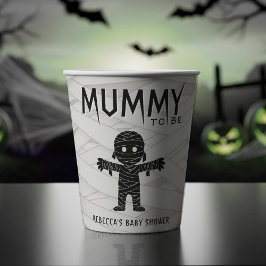 Vasos De Papel Mamá será Baby Shower de Halloween