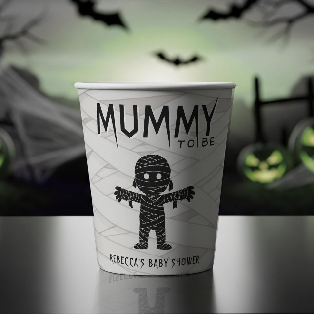 Vasos De Papel Mamá será Baby Shower de Halloween (Mummy to Be Halloween Baby Shower Paper Cups
)