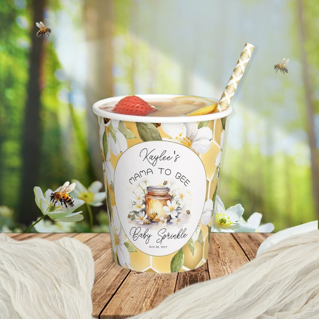 Vasos De Papel Mama to Bee Flores y Abejas Nena Rociar (Subido por el creador)