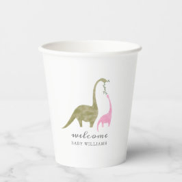Vasos De Papel Mama y Baby Dinosaur Pink Baby Shower