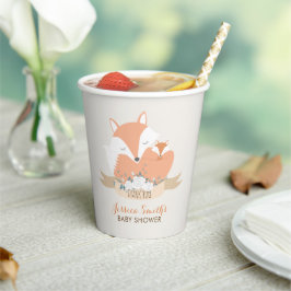 Vasos De Papel Mamá y Baby Fox Baby Shower