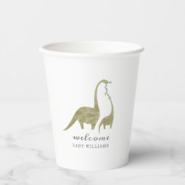 Vasos De Papel Mamá y bebé Dinosaurio Neutral Baby Shower