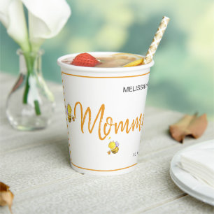 Vasos De Papel Mami To Bee Simple Y Cuidadosa Fiesta Baby Shower