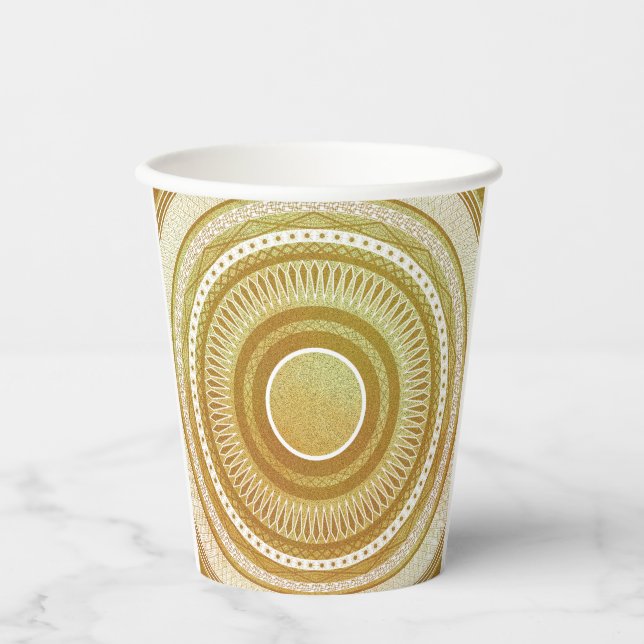Vasos De Papel Mandalá de Oro y Brillo (Anverso)