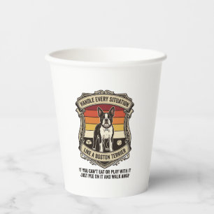 Vasos De Papel Maneja Cada Situación Boston Terrier Perro Atardec