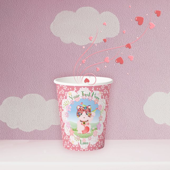 Vasos De Papel Maneki Neko Lucky Luna Paper cup (Maneki Neko Lucky Luna Paper cup)