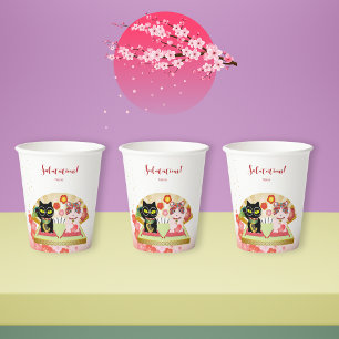 Vasos De Papel Maneki Neko Lucky Poiluna
