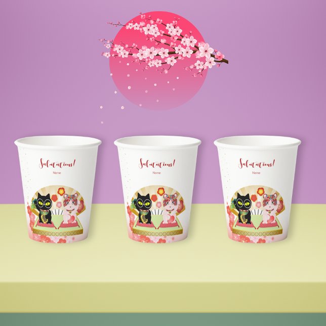 Vasos De Papel Maneki Neko Lucky Poiluna (Maneki Neko Lucky Poiluna Paper cup)