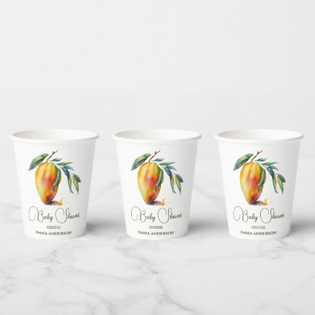 Vasos De Papel Mango tropical | BABY SHOWER (Multi)