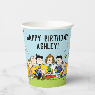 Vasos De Papel Maní Cumpleaños de Charlie Brown y Gang