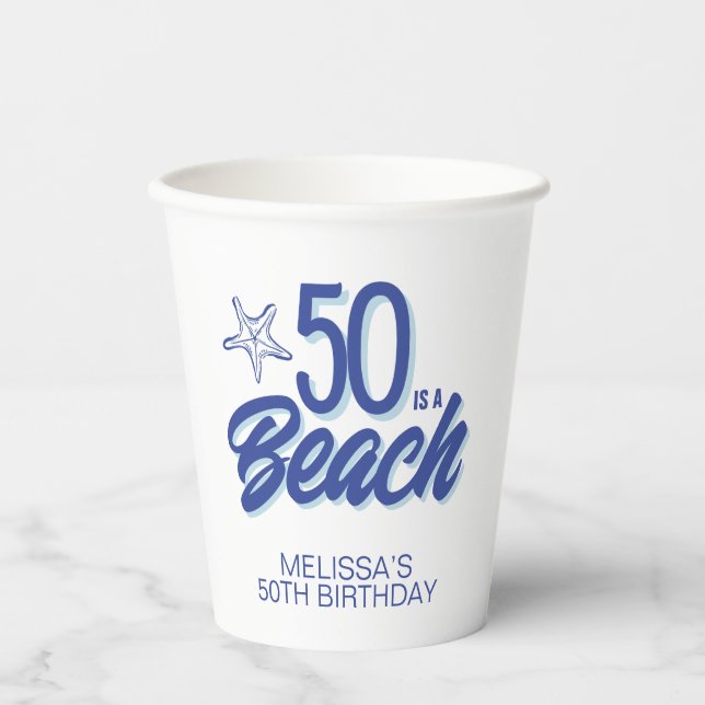 Vasos De Papel Mano caprichosa dibujó Doodle 50 cumpleaños de pla (Anverso)