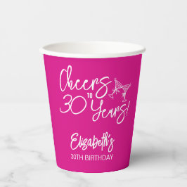 Vasos De Papel Mano caprichosa rosada de moda, 30 años