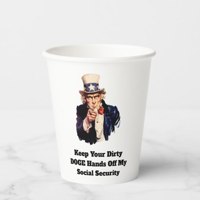 Vasos De Papel Mantén tus manos sucias sin mi seguridad social (Anverso)