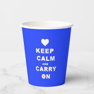 Vasos De Papel MANTENER LA CALMA Y LLEVAR EL Azul