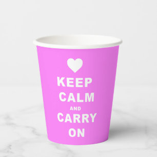 Vasos De Papel MANTENER LA CALMA Y LLEVAR EL Pink