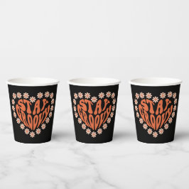 Vasos De Papel Mantente Groovy Heart Con Flores