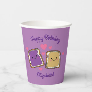 Vasos De Papel Mantequilla de cacahuete y PBJ del partido de cump