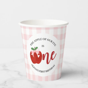 Vasos De Papel Manzana de nuestros ojos lazo rosa cumpleaños