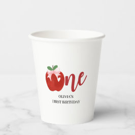 Vasos De Papel Manzana de nuestros ojos lazo rosa cumpleaños