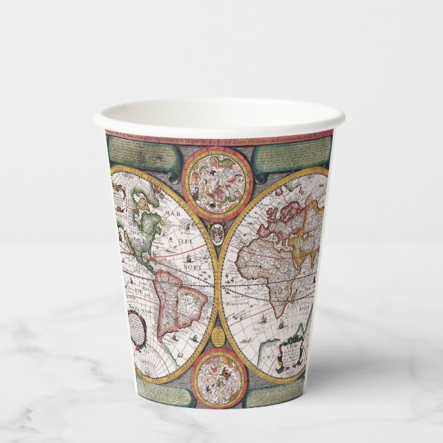 Vasos De Papel Mapa Antiguo Inspirado (12) (Anverso)