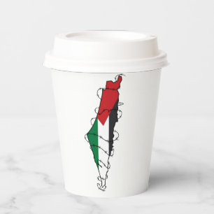 Vasos De Papel Mapa de alambre de púas de Palestina Libre
