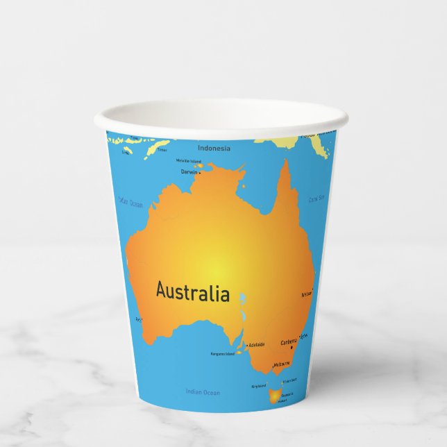 Vasos De Papel Mapa De Australia (Anverso)