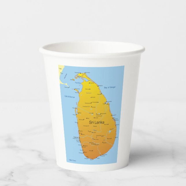 Vasos De Papel Mapa de Sri Lanka (Anverso)