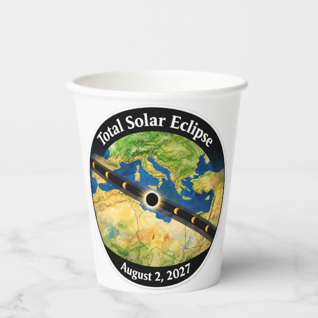 Vasos De Papel Mapa del eclipse solar total de 2027 (Anverso)