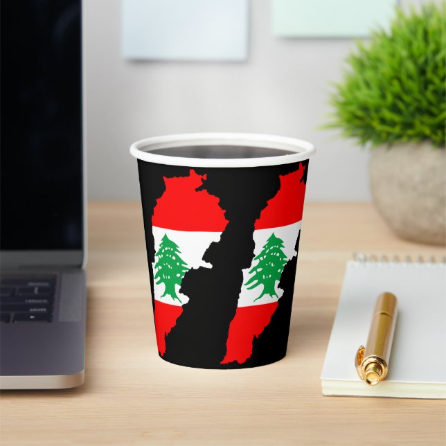 Vasos De Papel Mapa del Líbano con bandera (in situ)