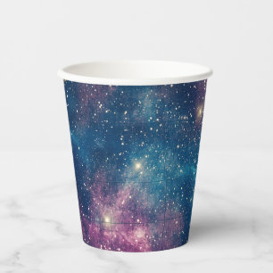Vasos De Papel Mapa del mundo de la púrpura vintage celestial (6)