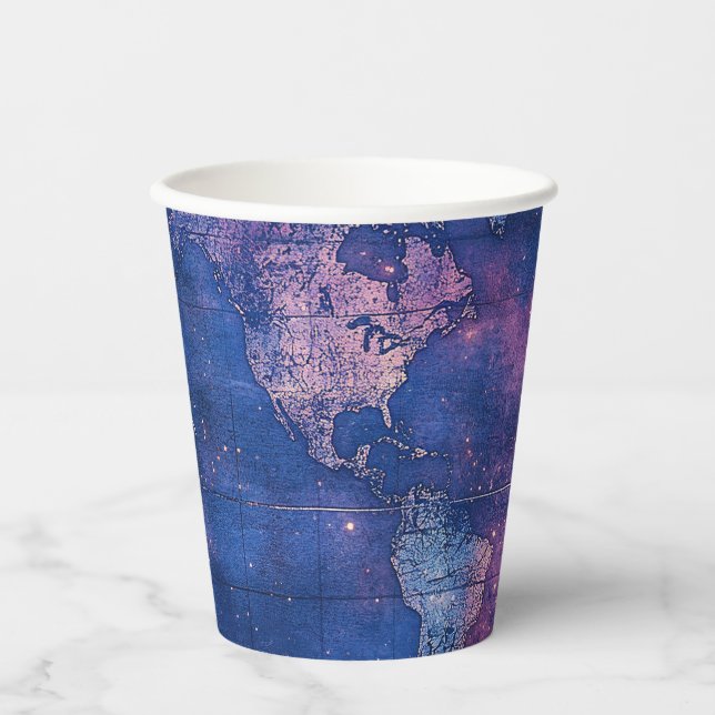 Vasos De Papel Mapa del mundo de la vieja morada celestial (10) (Anverso)