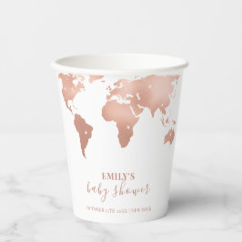 Vasos De Papel Mapa del mundo del oro rosa Viaje Aventura Baby Sh