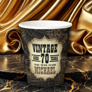 Vasos De Papel Mapa del mundo del tema de la cosecha de los 70 añ