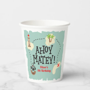 Vasos De Papel Mapa del Tesoro Pirata Cumpleaños