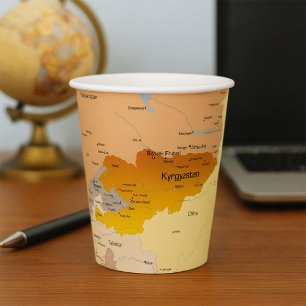 Vasos De Papel Mapa político de Kirguistán y Asia Central