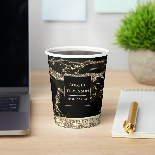 Vasos De Papel Maquillaje Artista Black Gold Paper Cup (in situ)