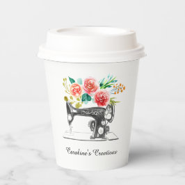 Vasos De Papel Máquina de coser Dresmaker Black White Business