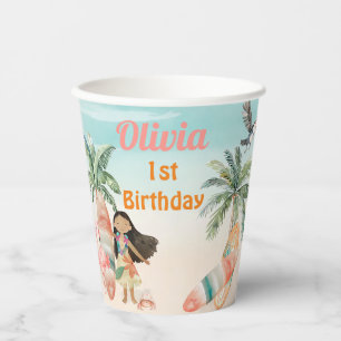 Vasos De Papel Mar Tropical Beach Summer Surf Mar Primer Chica de