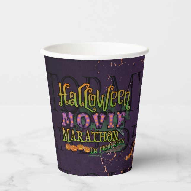 Vasos De Papel Maratón De Películas De Halloween En Curso (Anverso)