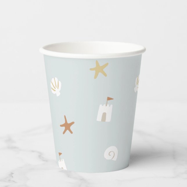 Vasos De Papel Maravilla Cute Beach Sandcastle Starfish (Anverso)
