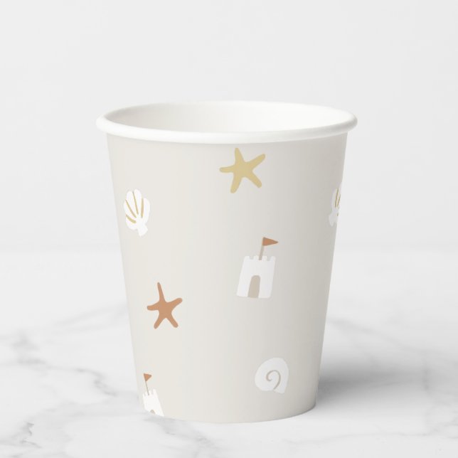 Vasos De Papel Maravilla Cute Beach Sandcastle Starfish (Anverso)