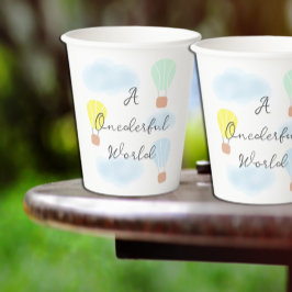 Vasos De Papel Maravilloso mundo globo aerostático 1º cumpleaños