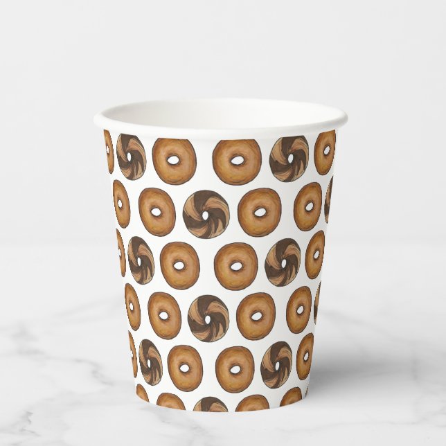 Vasos De Papel Marble Rye Plain Bagels Desayuno Brunch NYC Deli (Anverso)
