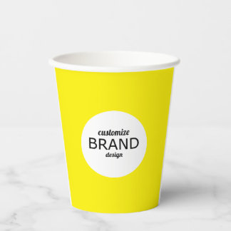 Vasos De Papel Marca de logotipo comercial Amarillo Minimalista