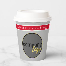 VASOS DE PAPEL MARCA DE LOGOTIPO DE NEGOCIOS DE GRIS ROJO Y PLATA